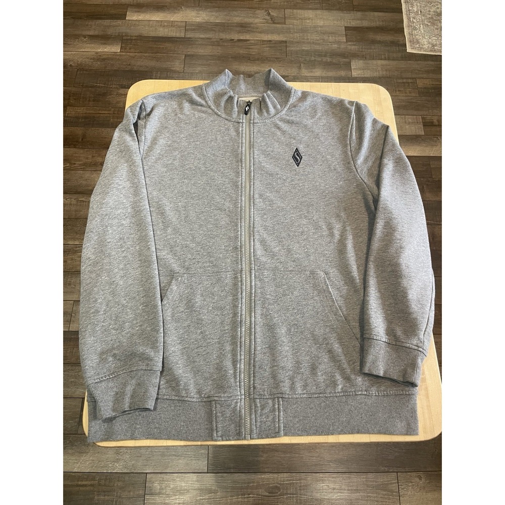 Skechers Heather Gray Full Zip Hoodless Sm Logo Sweatshirt Jacket Men's Size XL